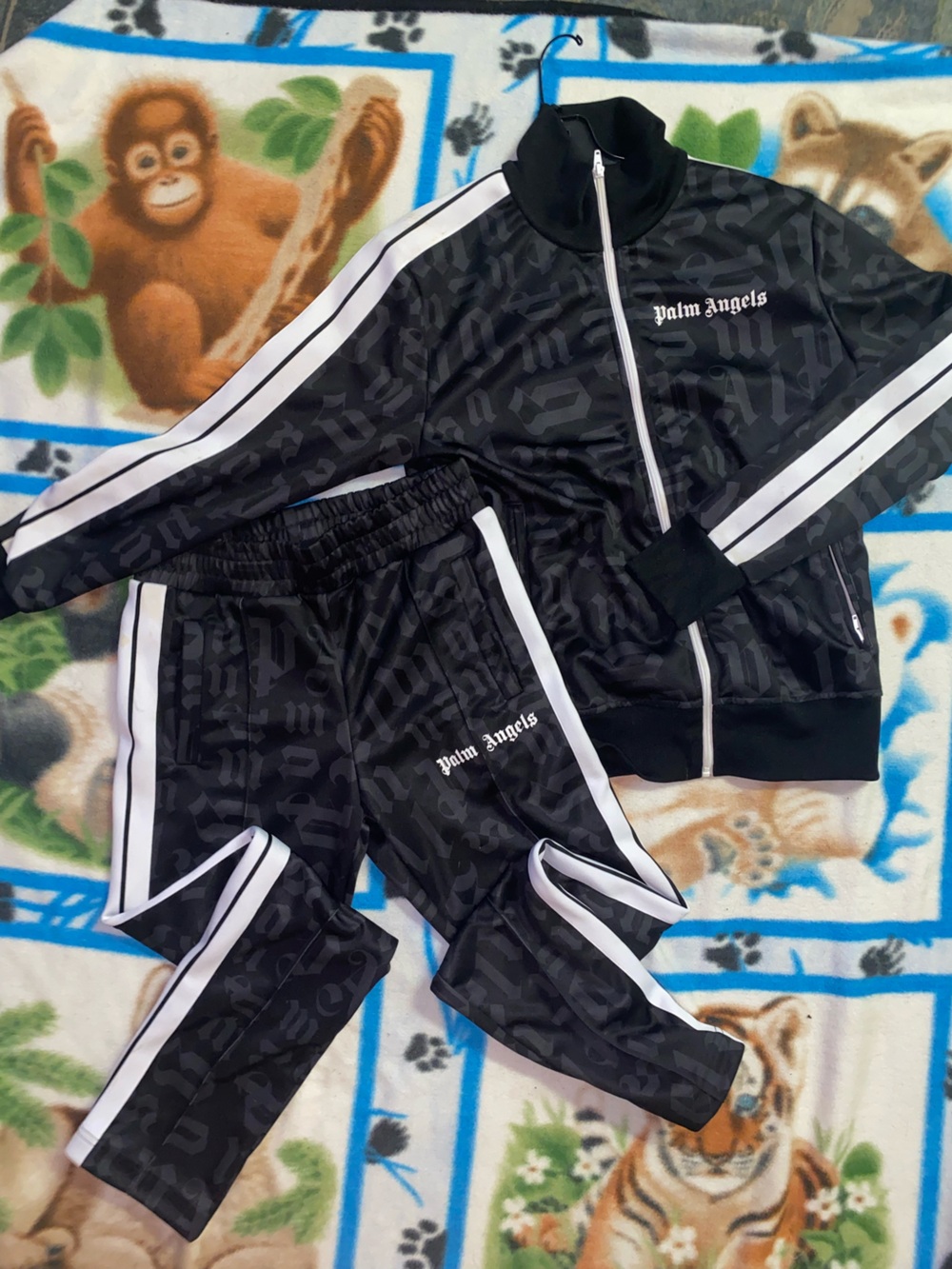 Palm Angels Black & White Track Jacket and Pants Set